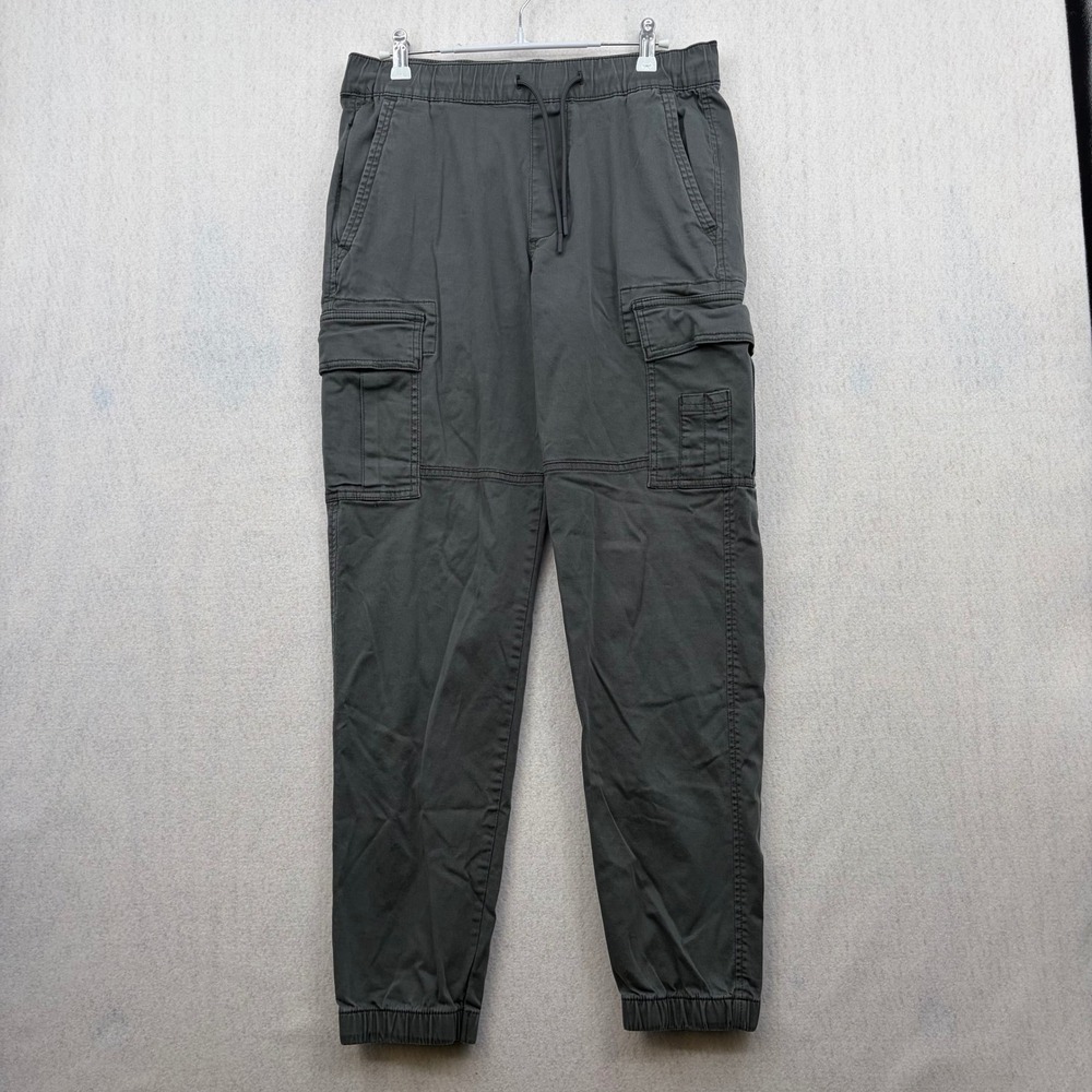 Hollister Mens Jogger Cargo Pants Gray Size S Elastic Waist Drawstring Utility
